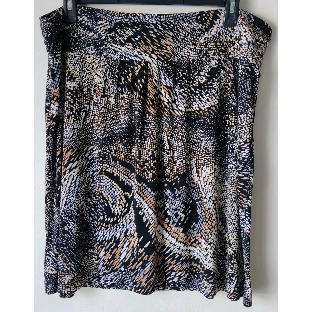 Attention Women's A-line Skirt Pull On Wide Stretchy Waistband Brown/Black XXL